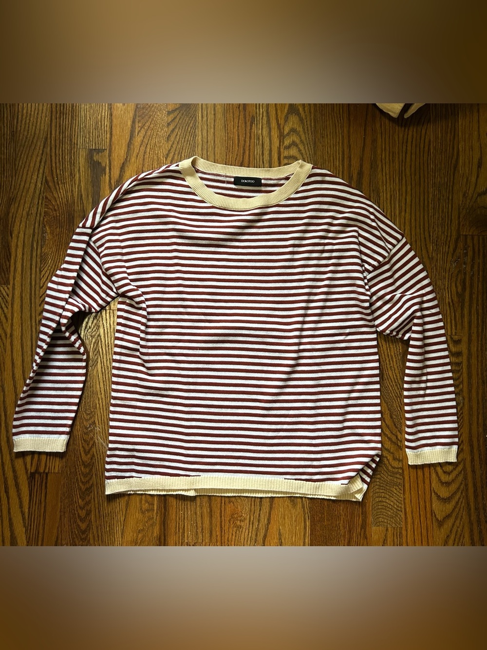Striped Red & Cream Crewneck Sweater for Women NWOT